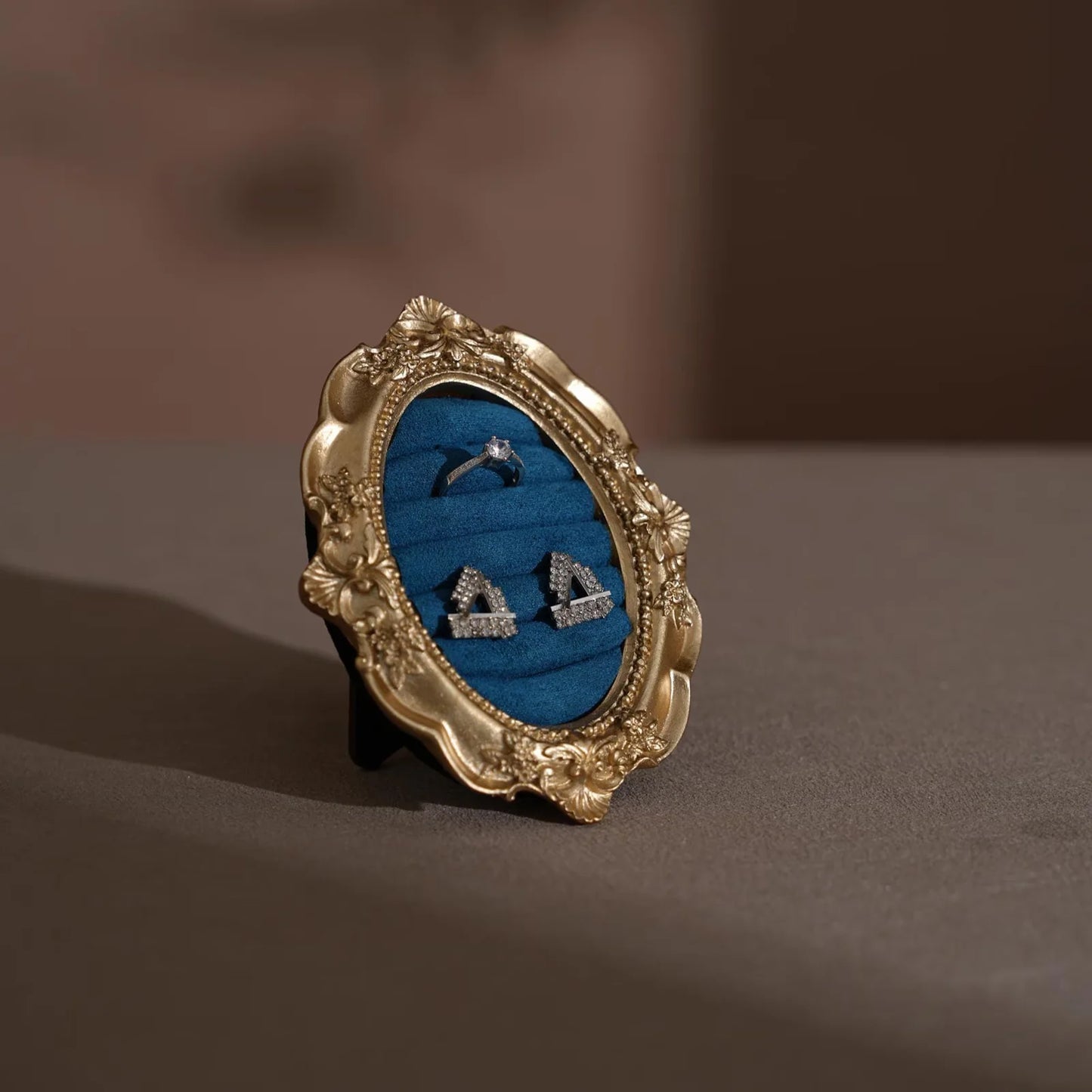 Vintage Baroque Earrings and Rings Display